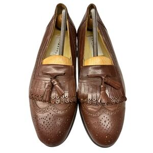 Thom McAn Kiltie Tassel Loafers Men's 9W Brown Wingtip Leather Dress Shoes